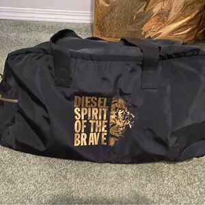 Diesel Men's Black Duffel Bag with Gold Accents
